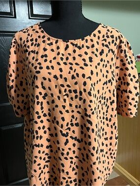 Papermoon Peach Short Sleeve Animal Print Blouse